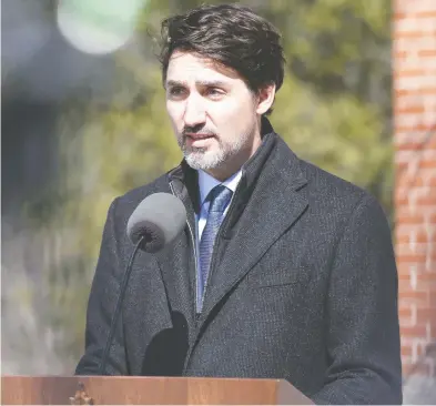  ?? DAVE CHAN / AFP VIA GETTY IMAGES ?? Says Prime Minister Justin Trudeau: “The strength of our country is our capacity to come together and care for each other, especially in times of need. So call your friends, check in with your family, think of your community.”