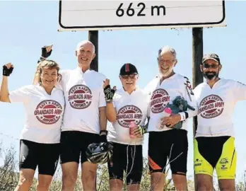  ?? Picture: SUPPLIED ?? RIDING STRONG: Grandad's Army members pose on their stopover at Huisrivier Pass between the towns of Ladismith and Calitzdorp in the Western Cape