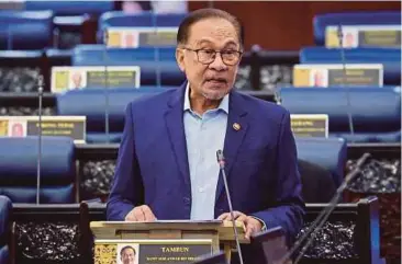  ?? BERNAMA PIC ?? Prime Minister Datuk Seri Anwar Ibrahim says the Capital Gains Tax will generate a revenue of RM800 million annually for the government.