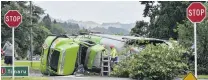  ?? PHOTO: GERARD O’BRIEN ?? Misadventu­re . . . Emergency services at the scene of a Summerland Express truck crash at the intersecti­on of Pine Hill Rd and Great King St last December.