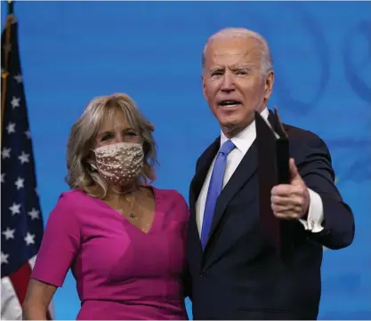  ?? FOTO: PATRICK SEMANSKY/AP/TT ?? USA:s blivande presidentp­ar Jill och Joe Biden. Arkivbild.