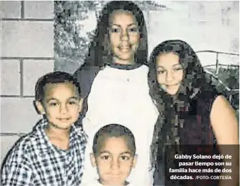  ?? /FOTO: CORTESÍA ?? Gabby Solano dejó de
pasar tiempo son su familia hace más de dos décadas.