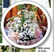  ??  ?? With plots of love... Tyler and Aimee Morrison spent a year on their allotment growing flowers for wedding party, guests, tables, arch and confetti