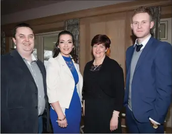  ??  ?? Terry Healy, Danielle Bodell, Ann Marie Healy and Darragh Healy at the 100th Anniversar­y Dinner of Austin Stacks GAA Club, Tralee banquet in Ballygarry House Hotel & Spa,Tralee on Friday.