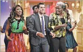  ?? Will Heath NBC ?? “SATURDAY Night Live,” with featured player Ego Nwodim, from left, former writer and March 2 host John Mulaney and cast member Leslie Jones, got 18 nods.