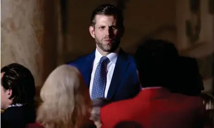  ?? Photograph: Rebecca Blackwell/AP ?? Eric Trump attends a Super Tuesday election night party before his father speaks on 5 March at Mar-a-Lago in Palm Beach, Florida.