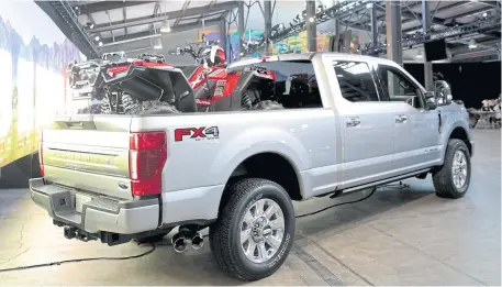  ?? REUTERS ?? The 2020 F-Series Super Duty pickup truck arriving late this year will offer a brawny new 7.3-litre V-8 gasoline engine and an updated version of the truck’s 6.7-litre V-8 diesel engine.