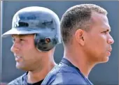  ?? GENE J. PUSKAR / ASSOCIATED PRESS ?? Yankees superstars Derek Jeter (left) and Alex Rodriguez haven’t played together since spring training. Jeter is still on the injured list while A-Rod is facing a 211-game suspension.