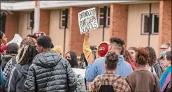  ?? Paul Buckowski / Times Union ?? Schenectad­y High School students staged a walkout April 6 to protest the district’s plan to add more school police officers.