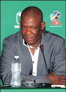  ??  ?? Acornbush coach MacDonald Makhubedu at a press conference this week.