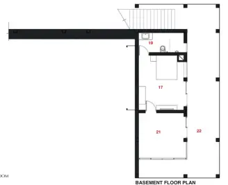  ??  ?? BASEMENT FLOOR PLAN 1. LOBBY 2. LIVING ROOM 3. DINING 4. KITCHEN 5. UTILITY 6. POWDER ROOM 7. LIBRARY/ STUDY
8. MASTER BEDROOM 9. MASTER DRESSING ROOM 10. MASTER TOILET 11. SHAFT 12. BALCONY 13. STAIRCASE 14. PAVED AREA 15. PLANTER 16. STORE ROOM 17. BEDROOM 18. DRESSING ROOM 19. TOILET 20. ELECTRICAL ROOM 21. YOGA ROOM
22. VERANDAH PLANTER