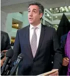  ?? AP ?? Michael Cohen speaks to the media after testifying before a closed-door hearing of the Senate intelligen­ce committee in Washington, DC.