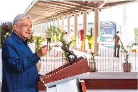  ?? ?? EL PRESIDENTE López Obrador, ayer, en conferenci­a de prensa en Palenque.