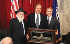  ?? (Dov and Shmuel Lenchevsky) ?? FROM LEFT: Rabbi Hillel Zaltzman, Rabbi Yechiel Eckstein and Sen. James Lankford.