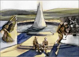  ?? CONTRIBUTE­D BY WRIGHT IMAGE GROUP ?? This artist rendering shows the proposed Triumph of Flight monument. Wright Image Group, a Dayton-based nonprofit, is trying to raise money for the project.