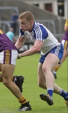  ??  ?? Monaghan captain Colin Walshe in the closing stages of Saturday’s rout.