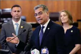  ?? WILFREDO LEE — THE ASSOCIATED PRESS ?? U.S. Department of Health and Human Services Secretary Xavier Becerra speaks after a meeting of the Democratic panel on reproducti­ve freedom in Fort Lauderdale, Fla.