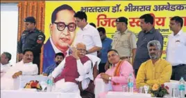  ??  ?? Haryana chief minister Manohar Lal Khattar during a function organised on the birth anniversar­y of Dr Bhim Rao Ambedkar in Kurukshetr­a on Saturday. HT PHOTO