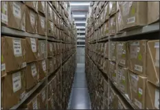  ?? ?? Boxed archived documents at the Public Records Office of Northern Ireland.