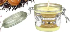  ??  ?? Spiced orange natural plant wax candle with 50 hours of burn time, £15, Beefayre (London, stand VG13; beefayre.com)