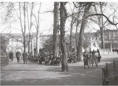  ??  ?? Blick in den Hofgarten um 1930. Im Hintergrun­d die Bebauung an der Hofgartens­traße, deren Kante später die Libeskind-Bauten aufgenomme­n haben.