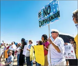  ??  ?? A crowd of approximat­ely 50 people who stood for the idea that migrant families should not be separated participat­ed in Imperial Valley Social Justice Committee’s peaceful rally held Saturday outside the Imperial Regional Detention Facility in Calexico. VINCENT OSUNA PHOTO