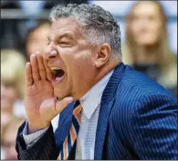  ??  ?? Auburn Coach Bruce Pearl said he’s disappoint­ed in the way the Tigers have played in back-to-back losses to Alabama and Florida. (AP/Vasha Hunt)