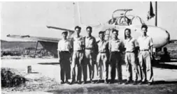  ??  ?? 1958年，总体设计组组长程不时（右三）等在中国第一架自行设­计和制造的喷气式飞机­歼教-1前。