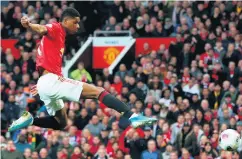  ??  ?? Star turn: Marcus Rashford opens the scoring at Old Trafford