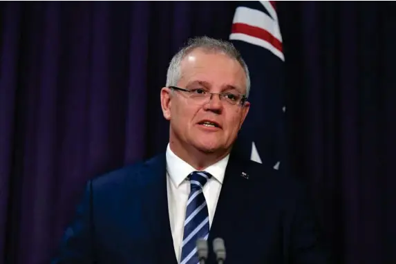  ??  ?? Scott Morrison speaks at a press conference in Canberra (AP)
