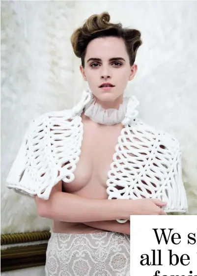  ??  ?? ABOVE: Emma Watson was called a hypocrite by Beyonce fans after taking part in this ‘Vanity Fair’ shoot