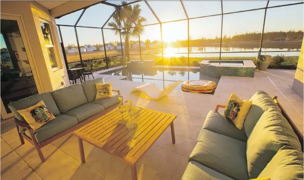  ?? PHOTOS: BRIAN ADAMS/THE WASHINGTON POST ?? Dramatic sunset views can be enjoyed from the back of the Aruba model in the new Latitude Margaritav­ille developmen­t.