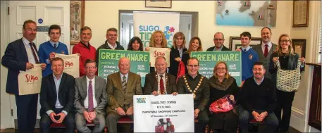 ??  ?? Pictured at the launch of the Sligo Tidy Towns ‘B.Y.O. Bag Christmas Shopping Campaign are:Back Row:Pat Clifford, Stephen Ryan, Jack Kielty, Simon Rooney, Geraldine Courtenay, Cllr. Marie Casserly, Sligo County Council, Lucy Brennan,Nola Gibbons, Cllr....