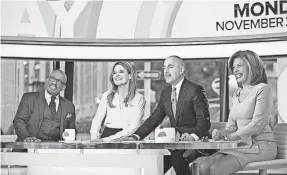  ??  ?? “To the people I have hurt, I am truly sorry,” former “Today” co-host Matt Lauer said in a statement. Before he was fired Wednesday, Lauer appeared on “Today” with, from left, Al Roker, Savannah Guthrie and Hoda Kotb. NATHAN CONGLETON/NBC