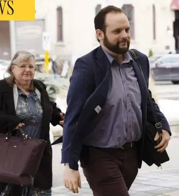  ?? ADRIAN WYLD/ THE CANADIAN PRESS ?? Joshua Boyle and his mother Linda Boyle arrive at the Ottawa courthouse on Friday. Boyle, 35, has pleaded not guilty to a number of criminal charges for alleged offences against his estranged wife Caitlin Coleman.