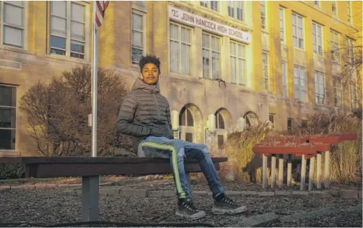  ?? PAT NABONG/ SUN- TIMES ?? Cortez Stewart, 17, a senior at John Hancock College Preparator­y High School, says school names are “just another reminder” of the gap between America’s ideal vision of itself and reality.