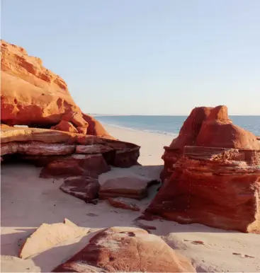  ??  ?? RIGHT: Red rocks meet the sea at the remote and unspoilt Cape Leveque on the Kimberley Coast.