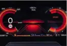  ??  ?? EQUIPMENT Digital instrument­s offer a variety of driving informatio­n, including remaining battery range and speed limit warnings, along with dials for the speedomete­r and rev counter