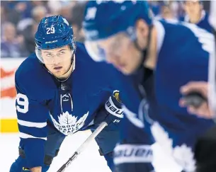  ?? KEVIN SOUSA GETTY IMAGES FILE PHOTO ?? William Nylander, left, rejoins the Maple Leafs on Monday after a prolonged contract battle. Auston Matthews figures his old linemate will “need a couple of games to get going.”