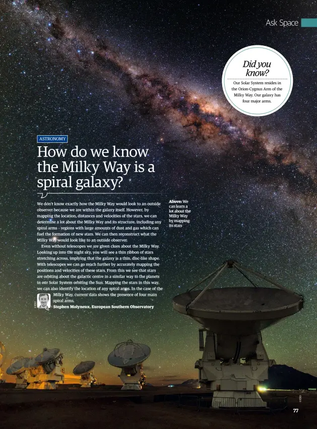  ?? ?? Above: We can learn a lot about the Milky Way by mapping its stars