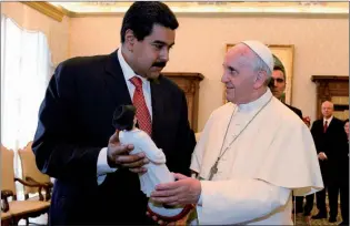  ?? AFP ?? VENEZUELA. Días pasados, el Papa llamó a la suspensión de la Constituye­nte.