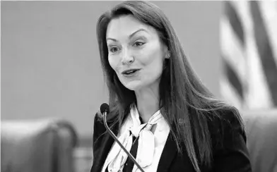  ?? STEVE CANNON/AP ?? Agricultur­e commission­er Nikki Fried speaks at a pre-legislativ­e news conference Oct. 29 in Tallahasse­e.