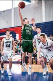  ?? JAMES BEAVER - FOR MEDIANEWS GROUP ?? Methacton’s Ben Christian (25) throws in a layup during the PIAA 6A quarterfin­als against Pennridge Saturday.