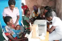  ?? ?? Medical personnel attend to patients during Angel of Hope Foundation free medical outreach organised by Health and Child Care Ambassador First Lady Dr Auxillia Mnangagwa in Kanyemba recently