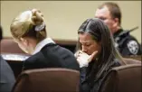  ?? ALYSSA POINTER/ALYSSA. POINTER@AJC. COM ?? Nydia Tisdale becomes emotional during the trial at the Dawson Superior Court.