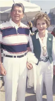  ??  ?? Nancy Reagan with her president husband in 1988, left, and with Ronald in retirement, above