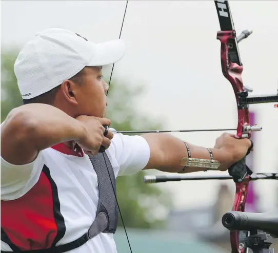  ?? JEAN LEVAC ?? Archer Crispin Duenas, a native of North York, Ont., is taking dead aim at winning a medal for Canada at the Rio Olympic Games next month. He won a bronze at the 2013 Worlds and that’s given him confidence heading into the Rio Games.