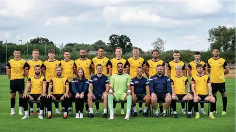  ??  ?? The Loughborou­gh Dynamo squad for 2021/22: Back row (left to right): Merlin Ferrinho, Daniel Collins, Josh Riley, Luke Thorogood, Carl Sibson, Alex Steadman, Jack Smith, Michael Jacklin, Danny Gordon, Charlie Young, Tristan Matthews, Courey Grantham. Front row (left to right): Curtis Burrows, Rob Norris (Captain), Caitlin Newborough (Physio), Lee Attenborou­gh (manager), Jason Alexander, Brad Munn (Assistant Manager), Steven Venables (first team coach), Ryan Nesbitt, Jake Finnerty.