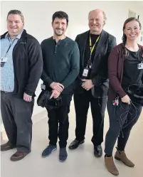  ?? JIM RANKIN TORONTO STAR ?? St. Joseph’s Healthcare’s Brandon Sunstrum, Sébastien Prat, Gary Chaimowitz and Heather Dunlop-Witt, are leading the virtual reality research in Hamilton.