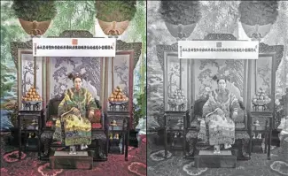  ?? PHOTOS PROVIDED TO CHINA DAILY ?? Empress Dowager Cixi, who had great power during the Qing Dynasty (1644-1911), sits deep in thought in this image captured five years before her death in 1908.